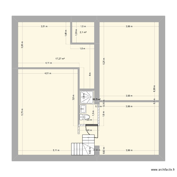 maison 65 RDC projet 1. Plan de 3 pièces et 80 m2