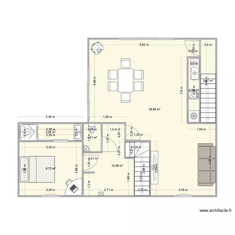 VIGNOT REZ DE CHAUSSEE version 1. Plan de 7 Pièces et 69 m² VIGNOT REZ DE CHAUSSEE version 1. Plan de 7 Pièces et 69 m²