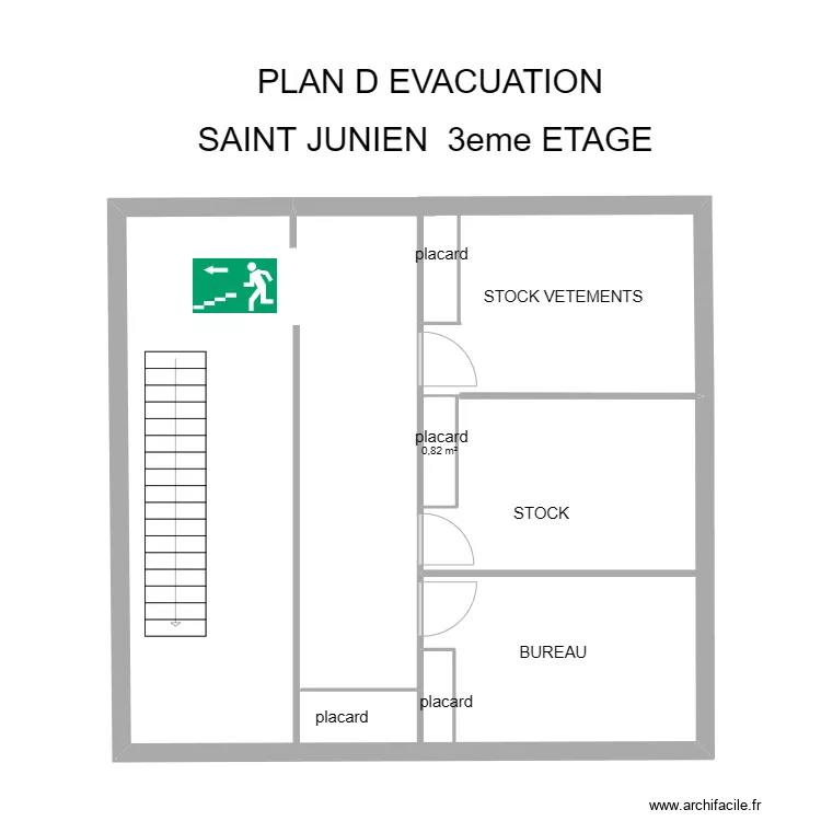 87 SAINT JUNIEN 3eme &eacute;tage. Plan de 
