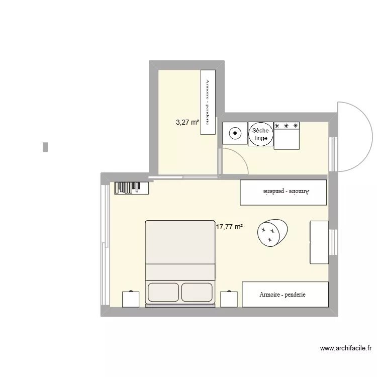 chambre rdc villebernier 2. Plan de 2 Pièces et 21 m² chambre rdc villebernier 2. Plan de 2 Pièces et 21 m²