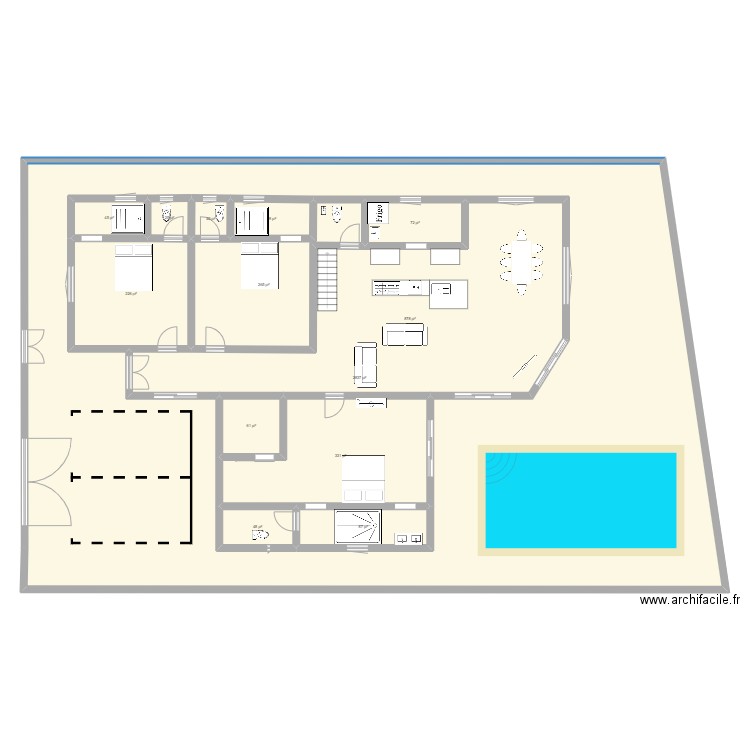 Cotonou. Plan de 13 pièces et 689 m2