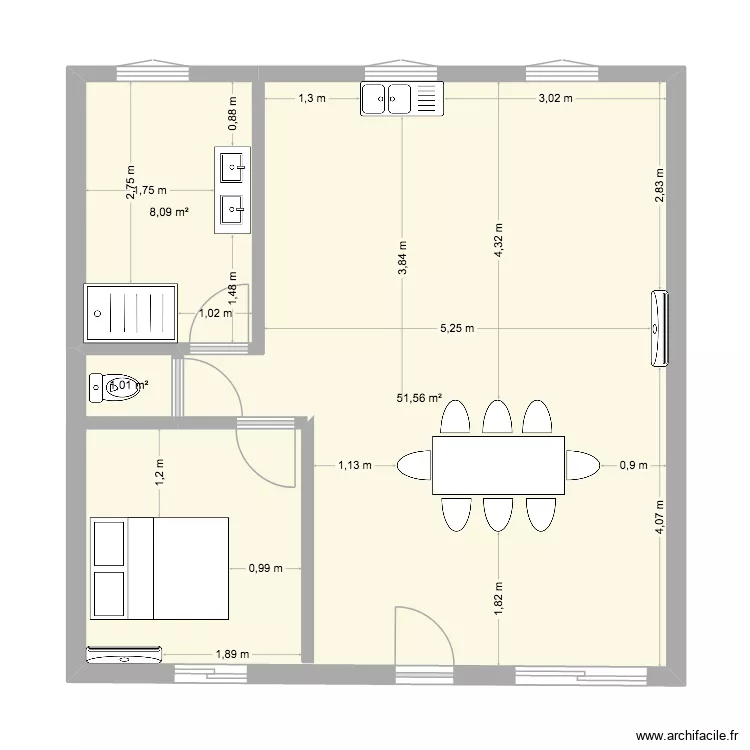 1014. Plan de 3 et 61 m² 1014. Plan de 3 et 61 m²