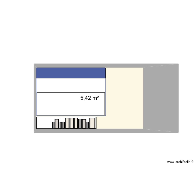 cam. Plan de 1 pièce et 5 m2