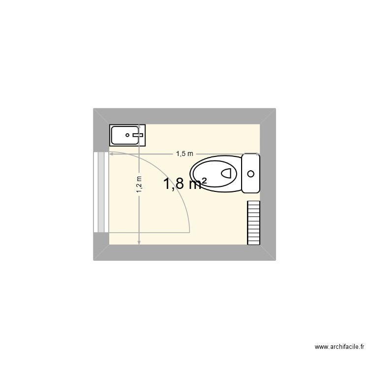 toiletted Beauval. Plan de 1 pièce et 2 m2