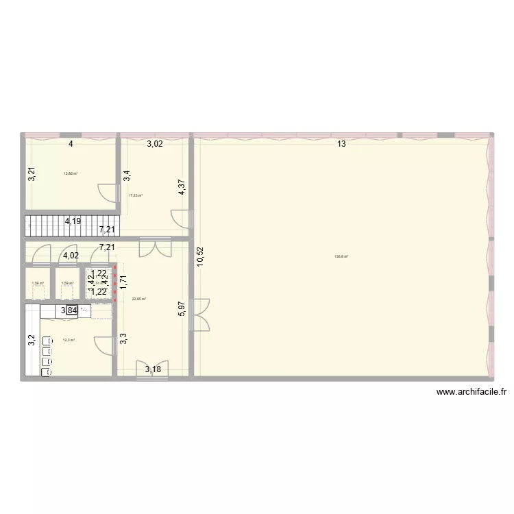 salle de fete. Plan de 8  et 207 m²