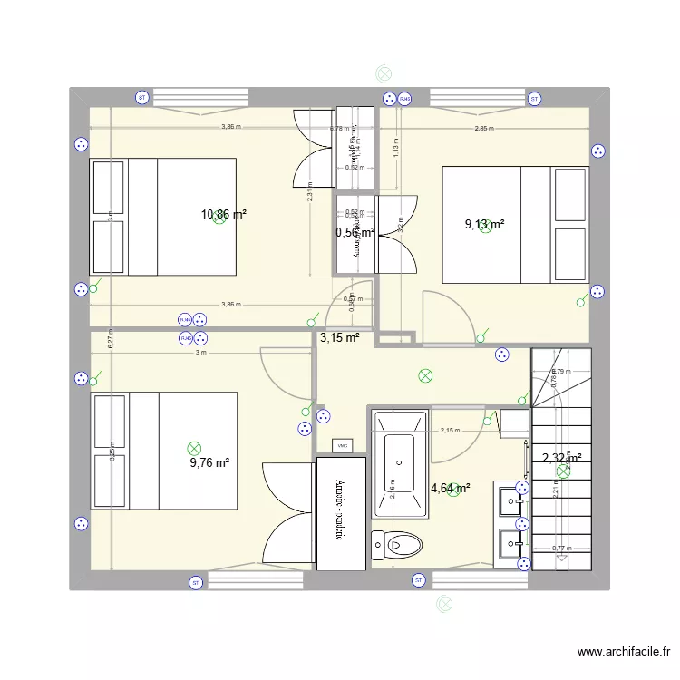 Le 13.2. Plan de 11  et 168 m²