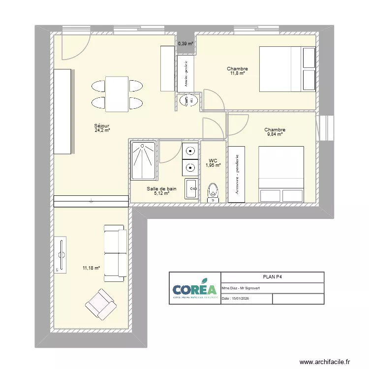 PLAN AMELIE P6. Plan de 7  et 112 m²