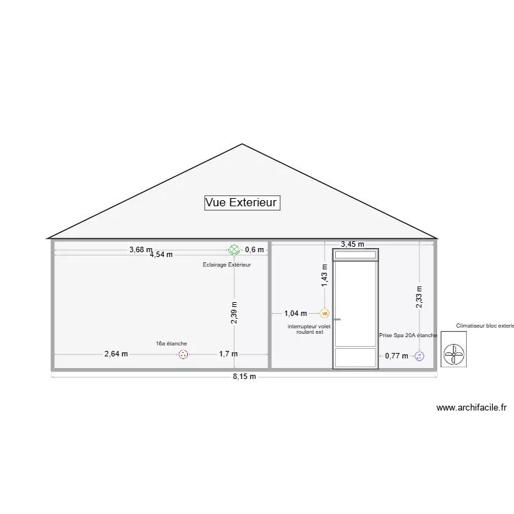 PC Vue Exterieur - Mur 7 & Mur 8. Plan de 2  et 22 m²