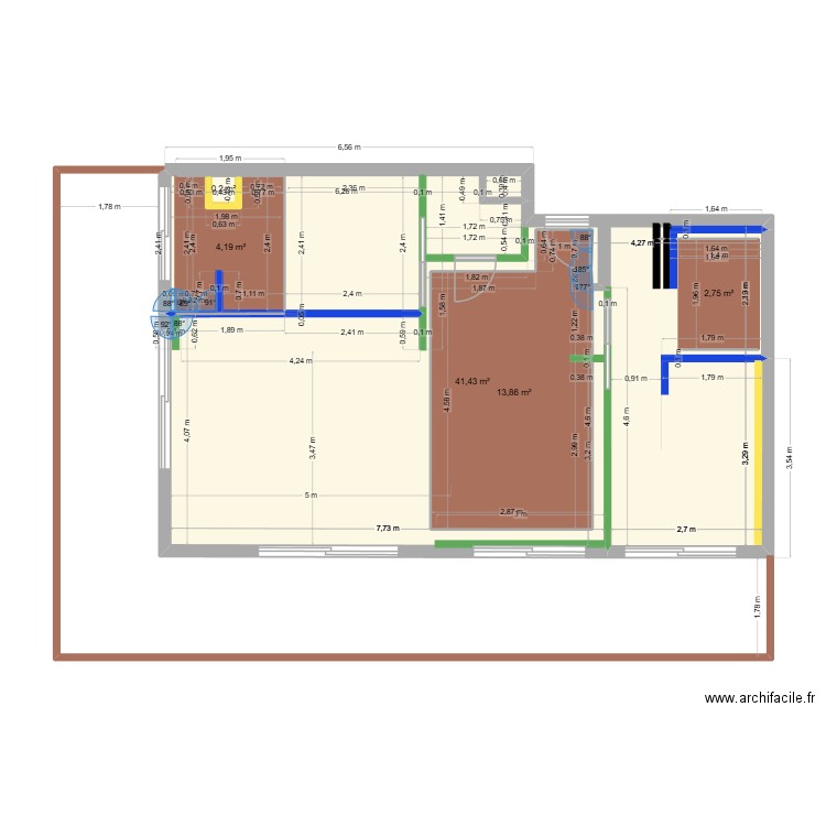 IMMEUBLE RUSSE PLAN 11 Faux Plafonds m². Plan de 5 pièces et 80 m2