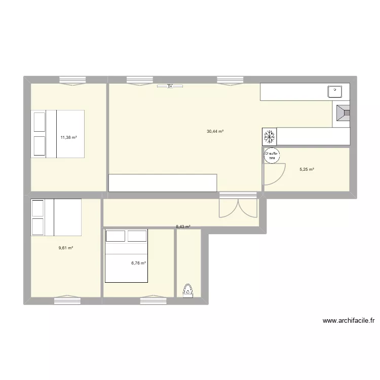 Parmentier. Plan de 6  et 72 m²