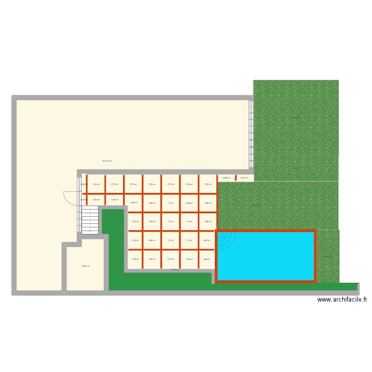 Terrasse Nîmes. Plan de 36 pièces et 201 m2