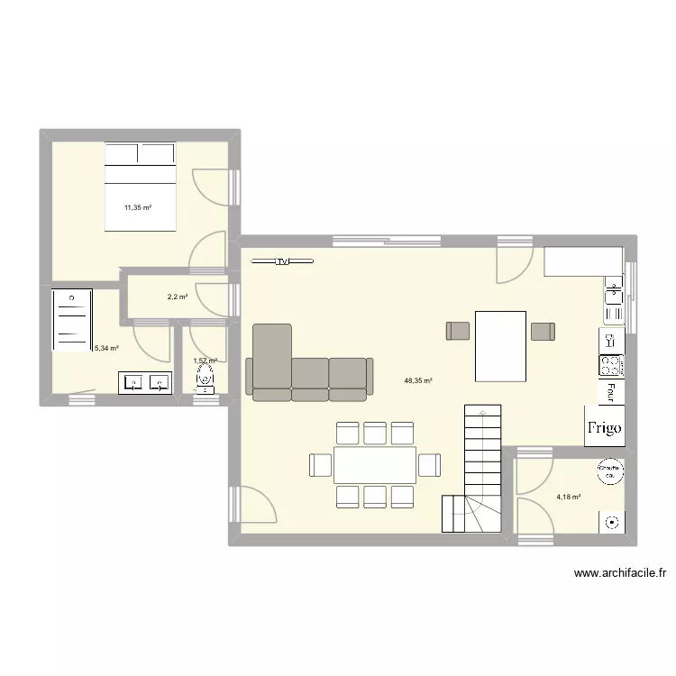 SEVIGNACQ 3. Plan de 6  et 73 m²