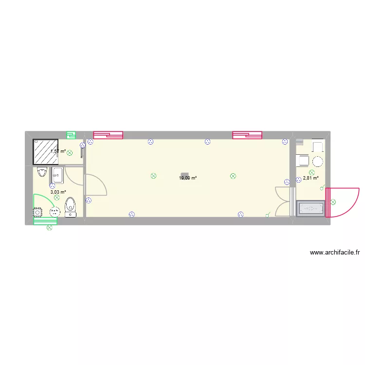le refuge. Plan de 4 pièces et 27 m²