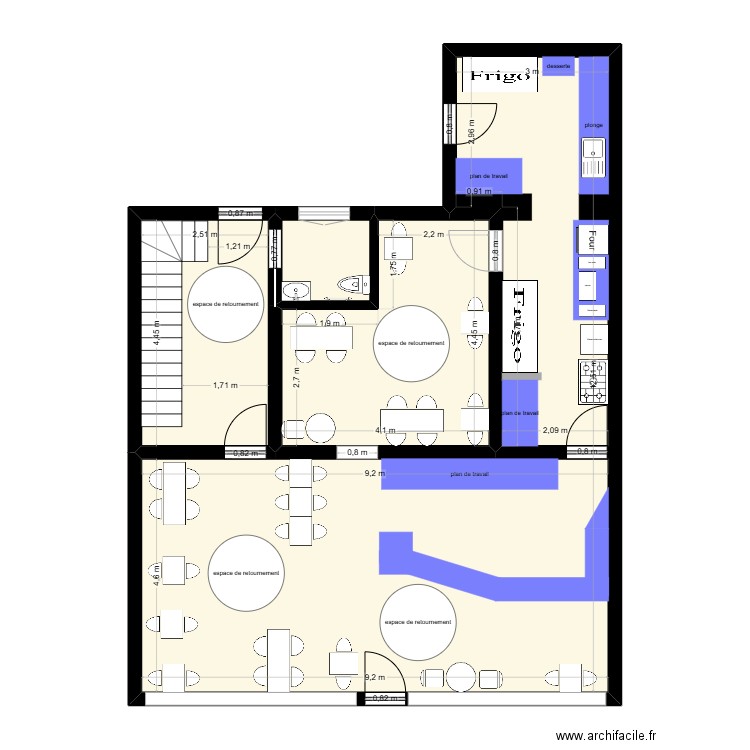 le cochon de lait. Plan de 4 pièces et 90 m2