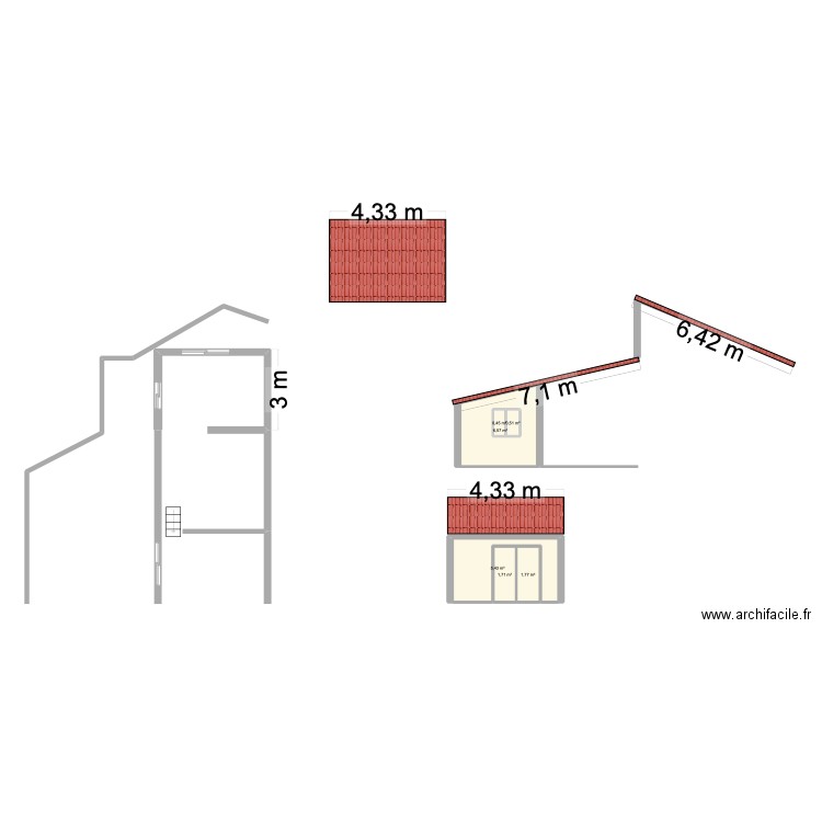 EXTENTION CORSE. Plan de 6 pièces et 18 m2