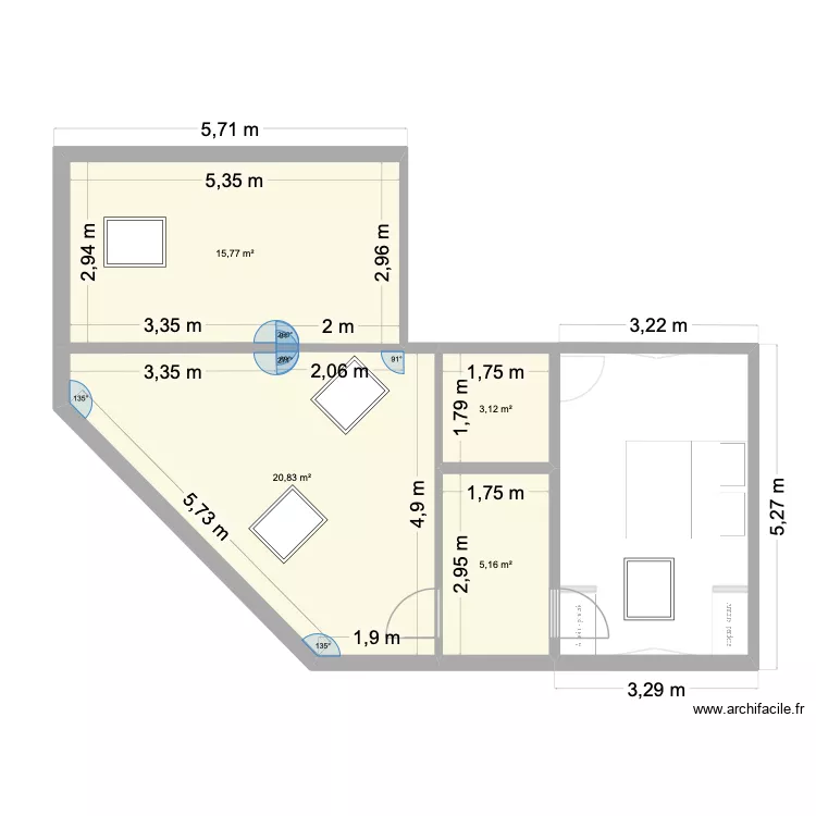 duplex. Plan de 13  et 180 m²