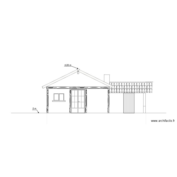 Façade Sud actuelle. Plan de 0 pièce et 0 m2