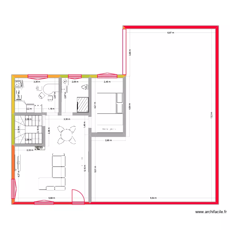 UsineAmenagement1. Plan de 6  et 167 m²