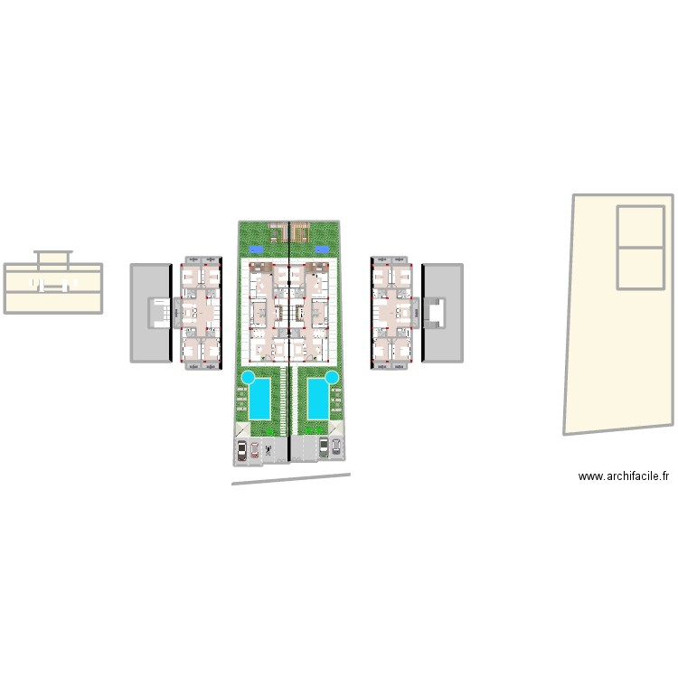 villa. Plan de 54 pièces et 2824 m2