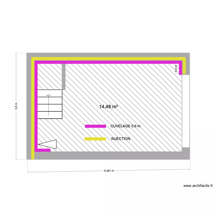 PINERO / INJ + CUV / CARNOUL. Plan de 1  et 14 m²