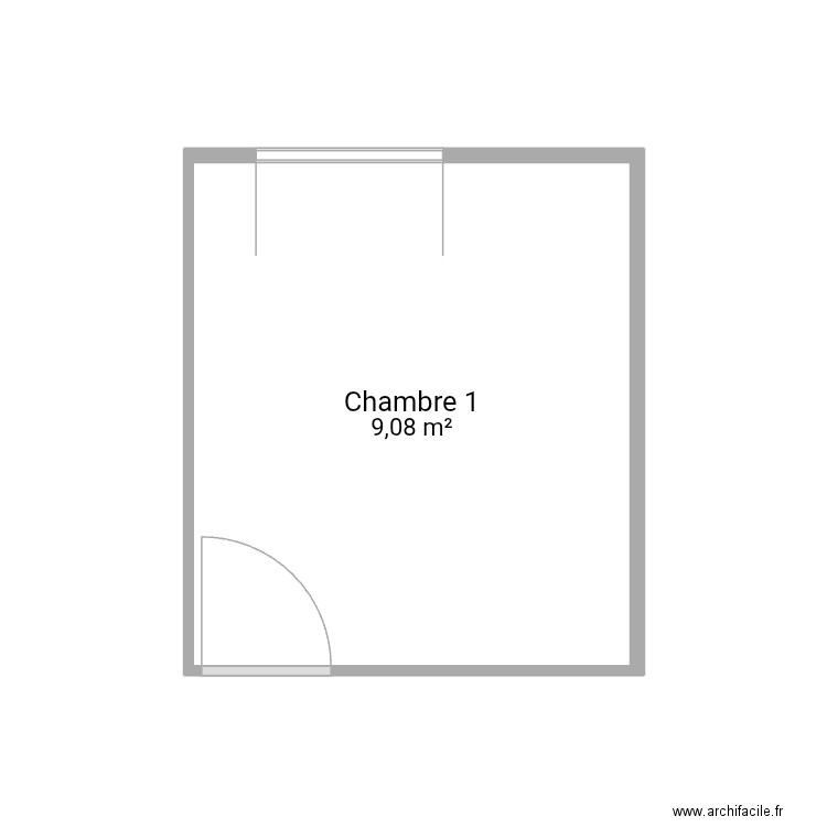 Chambre 1. Plan de 1 pièce et 9 m2