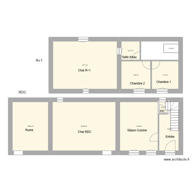 Maison Principale Originale. Plan de 10 pièces et 121 m2