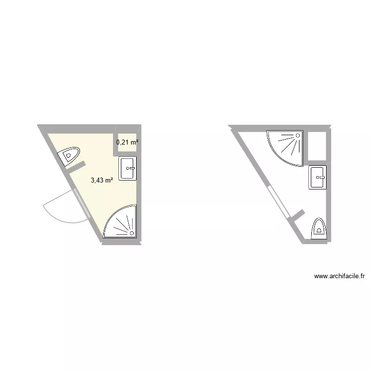 sdb 2. Plan de 2  et 4 m²