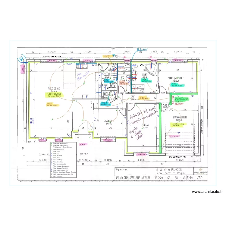 PLACIDE JP et r&eacute;gine ELEC+HYDRAULIQUE. Plan de 
