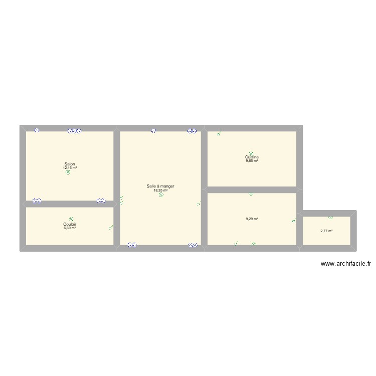 Pinson. Plan de 6 pièces et 59 m2