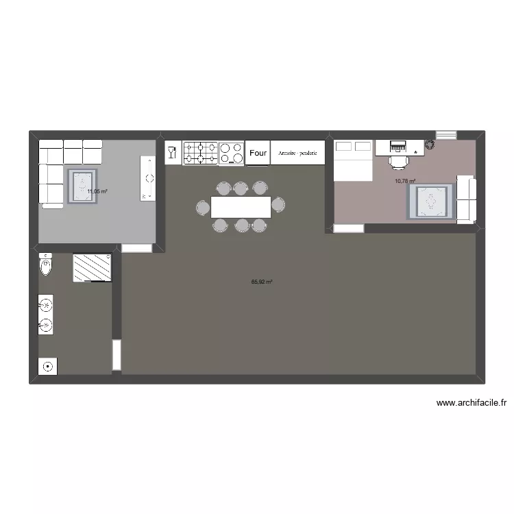 horji. Plan de 3 pièces et 88 m²