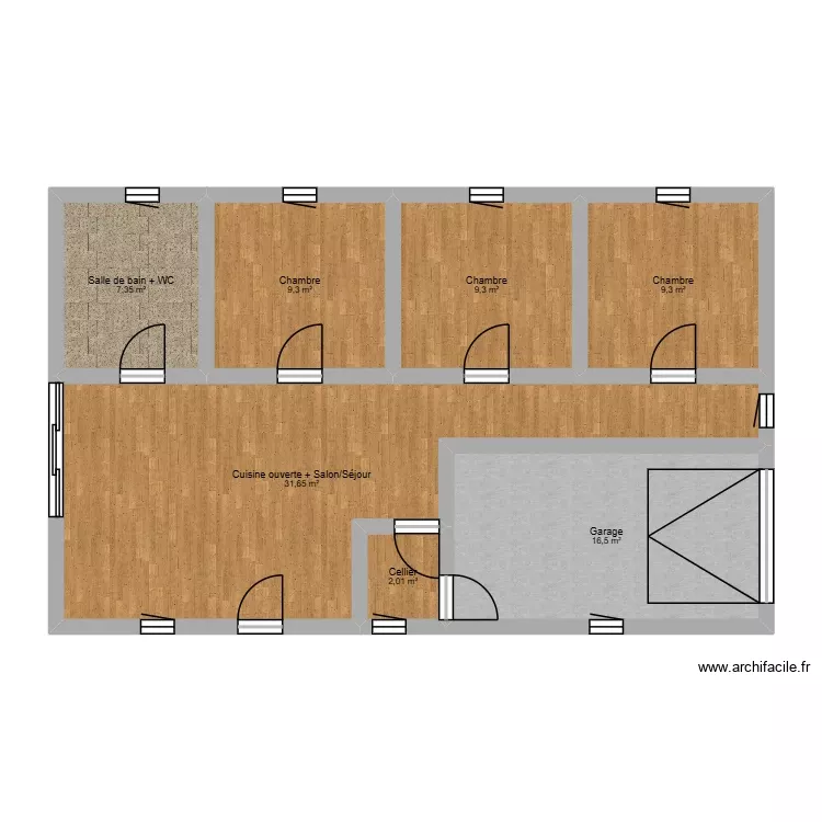 Archifacile - Chirine. Plan de 7 Pièces et 85 m² Archifacile - Chirine. Plan de 7 Pièces et 85 m²