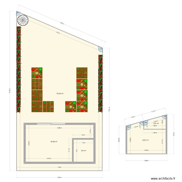 jardin severine. Plan de 5 pièces et 125 m2