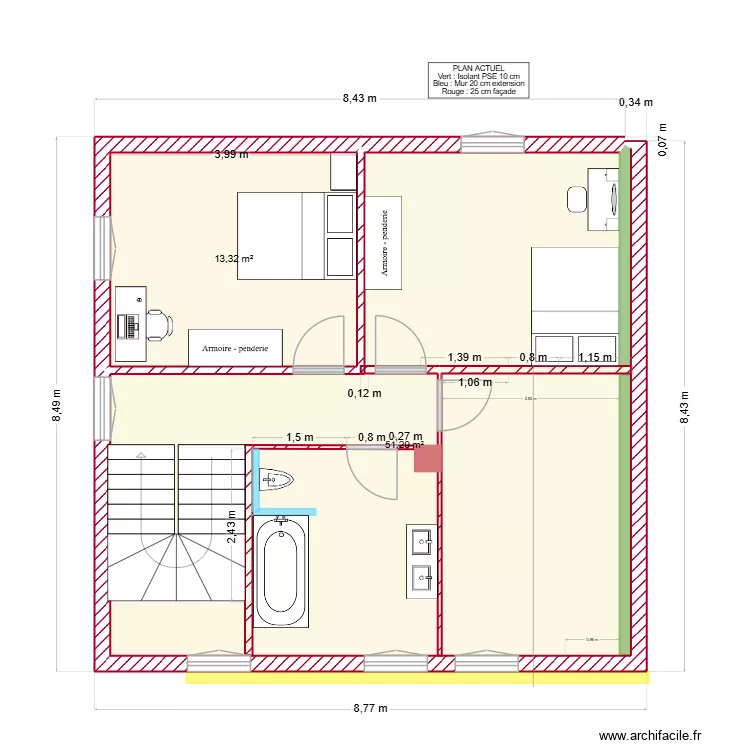 WC R+1 R+2 ouverture. Plan de 2 et 65 m² WC R+1 R+2 ouverture. Plan de 2 et 65 m²