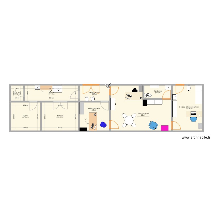 ('tegf. Plan de 9 pièces et 81 m2