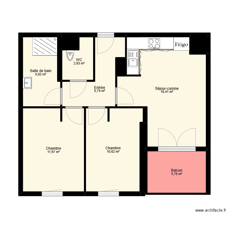 CASABURI. Plan de 12 pièces et 63 m2