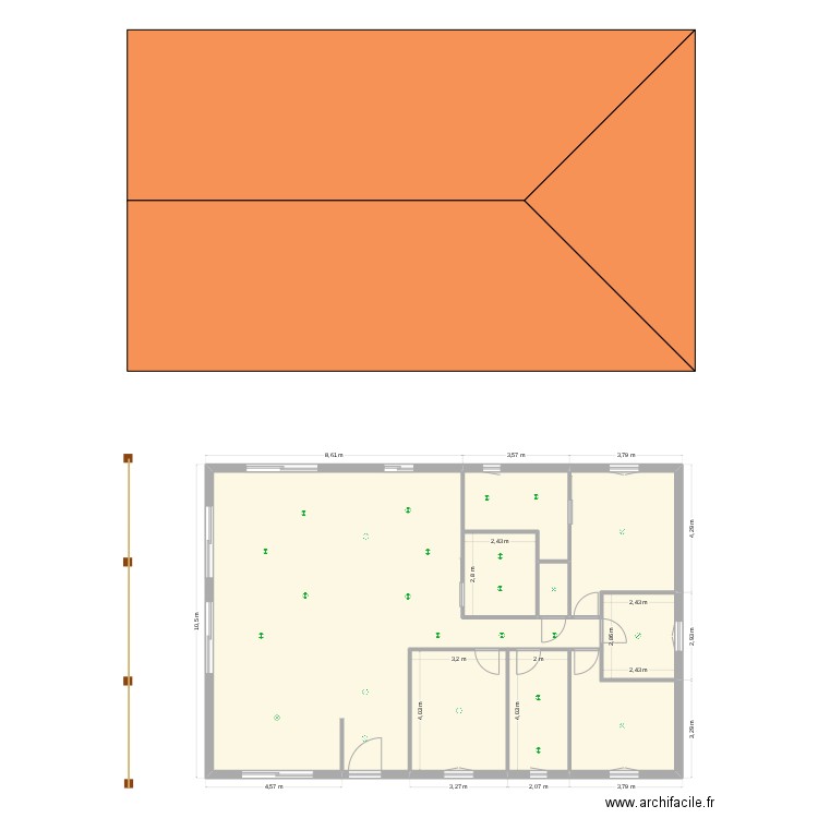Maison de 150 m2. Plan de 9 pièces et 151 m2