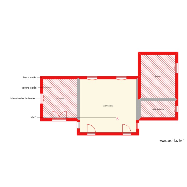 lascaud john RDC étape 1. Plan de 4 pièces et 61 m2