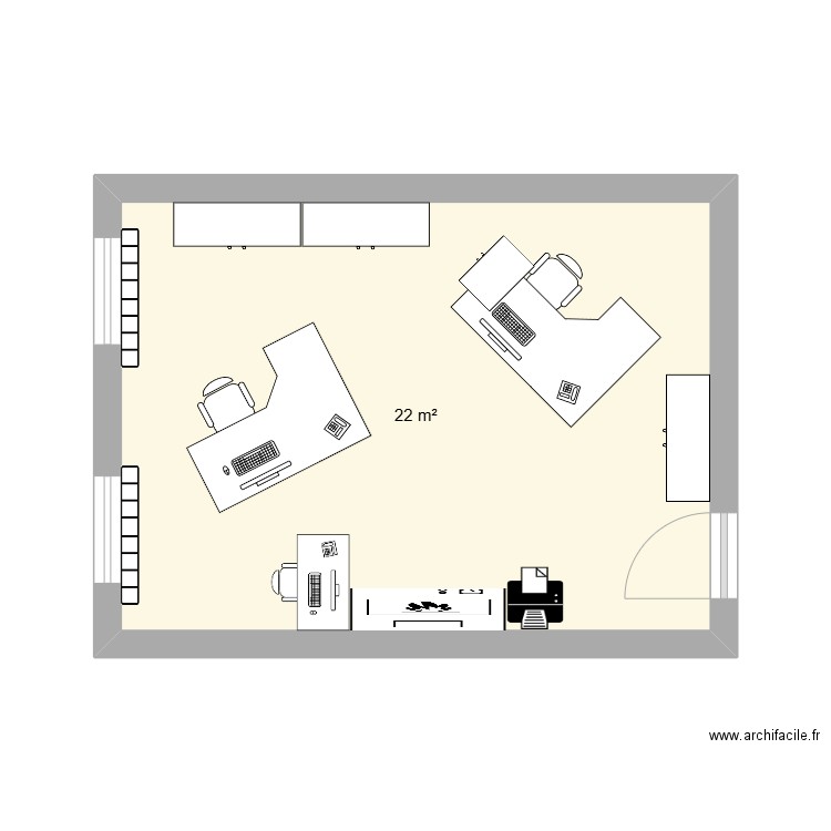 bureau secretariat. Plan de 1 pièce et 22 m2