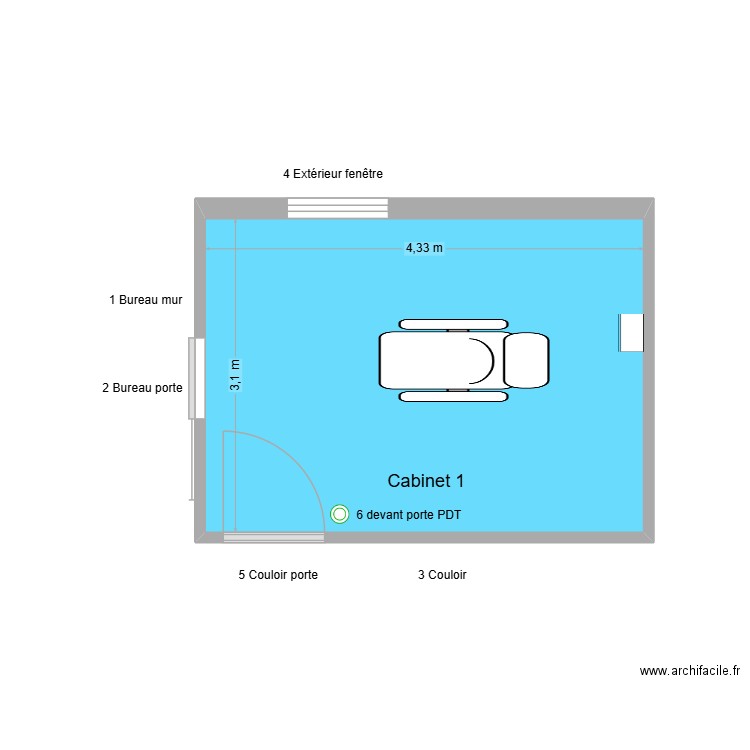 30693 Cabinet 1. Plan de 1 pièce et 13 m2
