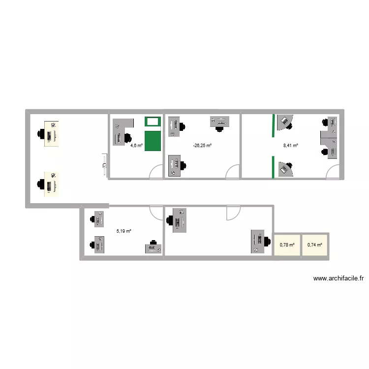 1er plane. Plan de 6 pièces et 26 m² 1er plane. Plan de 6 pièces et 26 m²