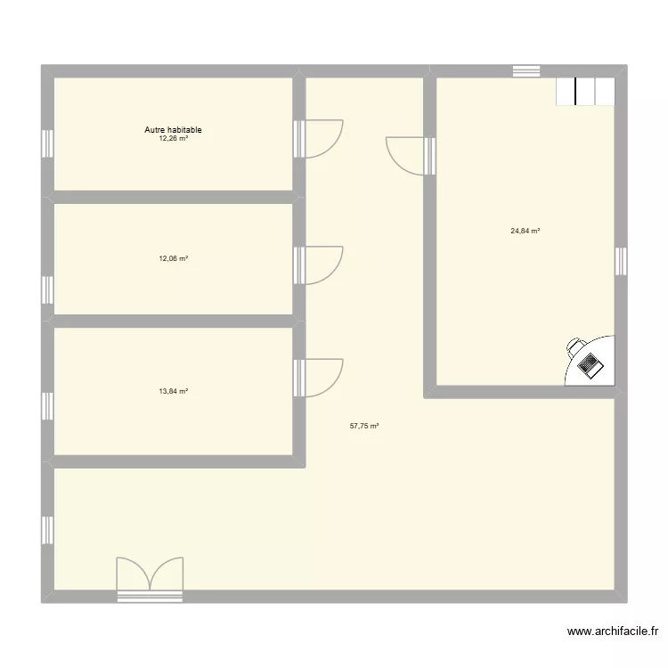 Marion plan salon. Plan de 5  et 121 m²
