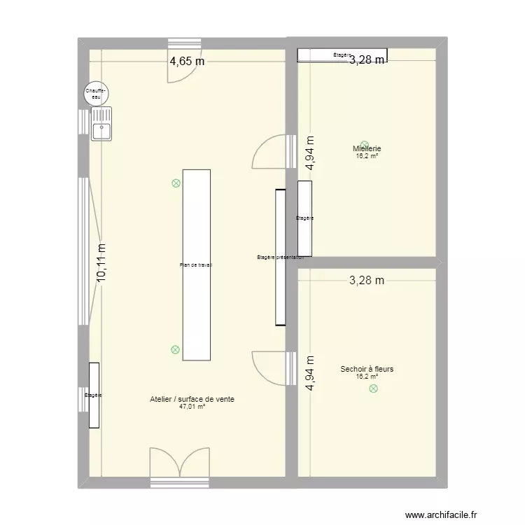 atelier. Plan de 3 Pièces et 79 m²