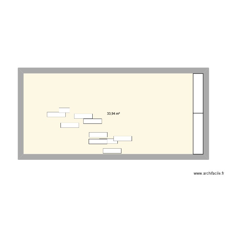 boutique brume. Plan de 1 pièce et 34 m2