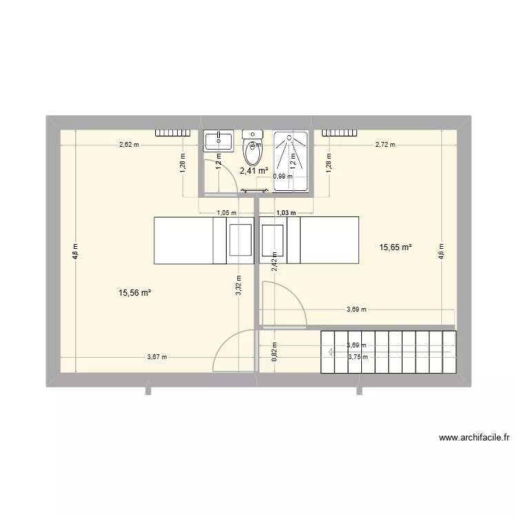 ArchiFacile PROexe. Plan de 3  et 34 m²