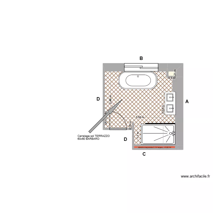 SDB Etage Mittainville Am&eacute;nagement. Plan de 