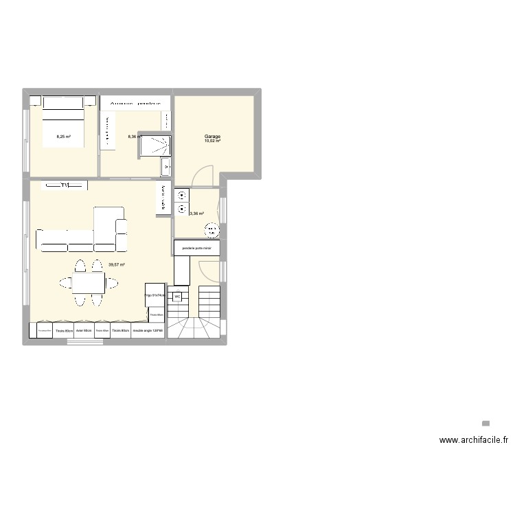 essai-2. Plan de 5 pièces et 70 m2
