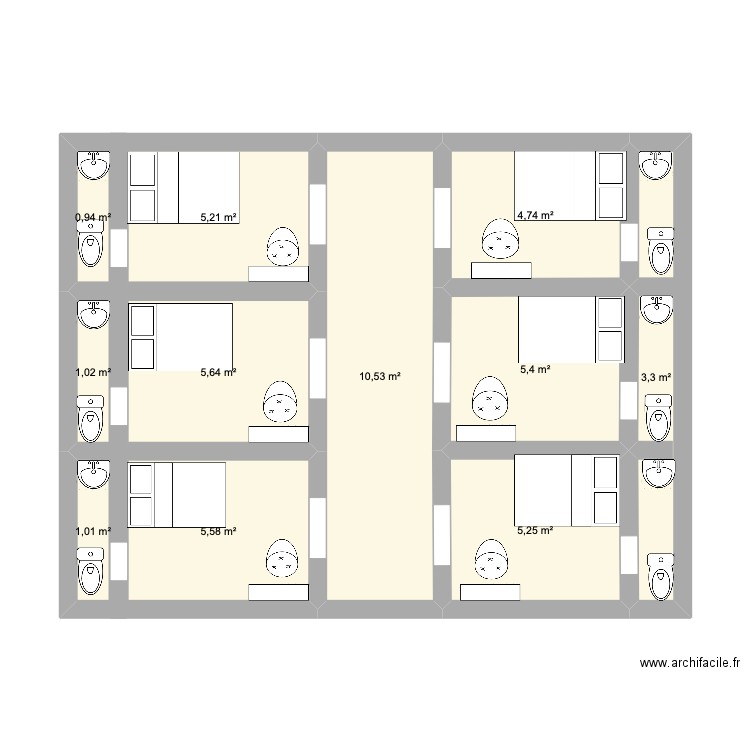 PLAN 2. Plan de 11 pièces et 49 m2