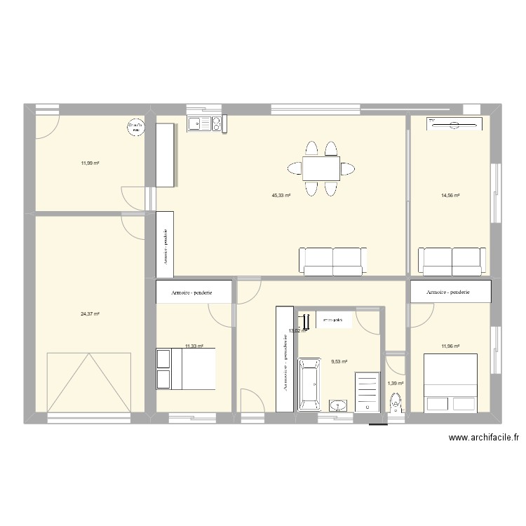 plan maison avec cotes. Plan de 9 pièces et 143 m2