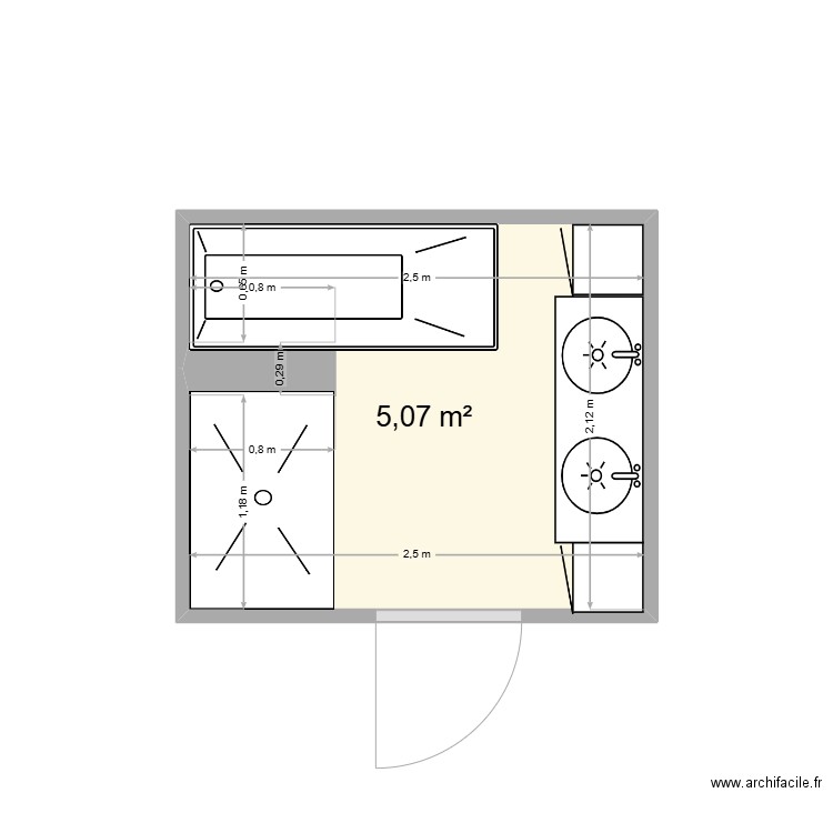anthoine. Plan de 1 pièce et 5 m2