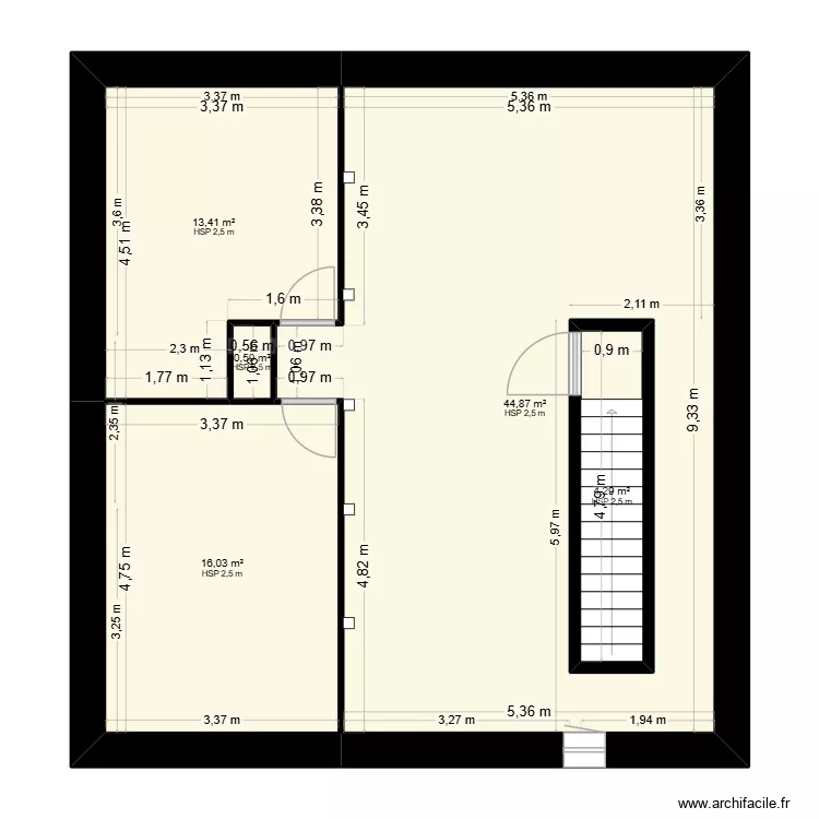 Combles grange superficie. Plan de 5 et 85 m² Combles grange superficie. Plan de 5 et 85 m²
